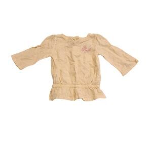 Disney Baby 12M Pooh Yellow Eyelet Embroidered Peplum Bell Sleeve Top